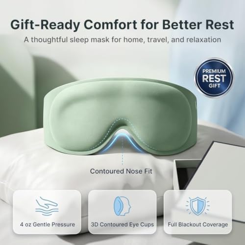 Weighted 3D Sleep Mask, Blackout Eye Mask for Lash Extensions Side Sleeper, Sleeping Mask with Adjustable Silent Strap, Travel Essential for Women Men Side Sleeper - Image 7