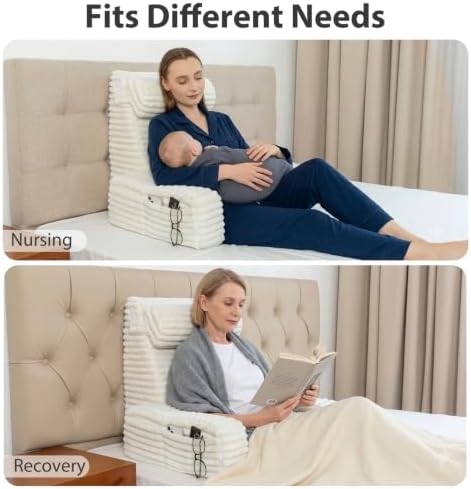 ENITYA 22" XL Back Pillow for Bed Sitting Up with Armrests & Big Pockets - Image 6