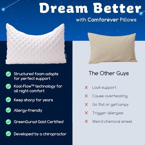 KUCEY Cooling Side Sleeper Pillow for Neck and Shoulder Pain, Luxury Shredded Memory Foam Curved Bed Pillows for Sleeping Set of 1- Adjustable Standard Size- Washable Cover Crescent White - Image 6