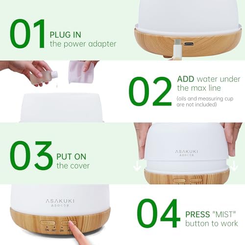 ASAKUKI Essential Oil Diffuser, 300ml Aromatherapy Oil Humidifier - Image 5