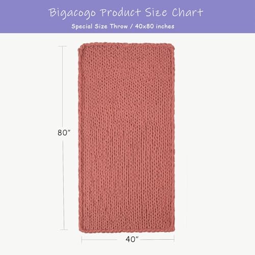 Bigacogo Chunky Knit Throw Blanket for Couch, 40x80 inches, Antique Red - Image 2