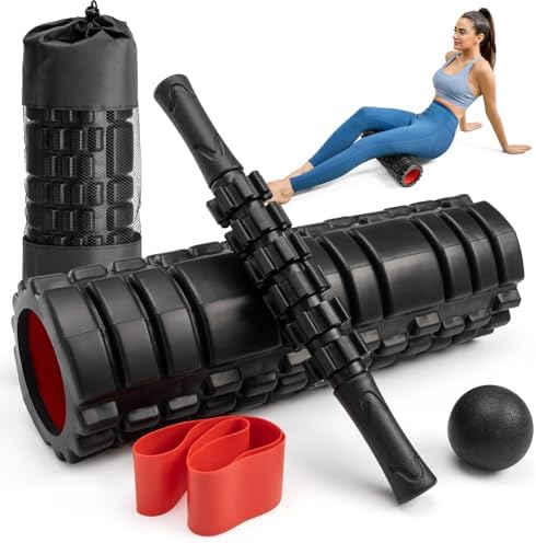 Krightlink 5-in-1 18" Foam Roller Set for Deep Muscle Massage Release by Krightlink