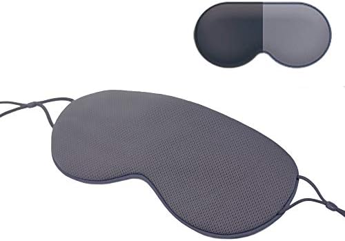 Sleep Mask, DMaos Sleep Aid Super Soft Air Eyes Pillow, Milk Silk and Warm Cloth Sides, Adjustable Slip Hold Strap to Ears - Black + Gray by DMaos