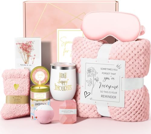 Happy Birthday Gifts for Women Mom Her Friend Sister Wife Grandma, Self Care Gift Get Well Relaxing Spa Gift Basket Set by Kalokey