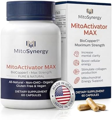 MAX Bioavailable Copper Supplement, BioCopper1 Cuprous Nicotinic Acid, Chelated Copper 2mg, Bio Active Capsules for Energy, Mental Clarity, Healthy Aging, NAD+ and NMN Support, 60 Count by MitoSynergy