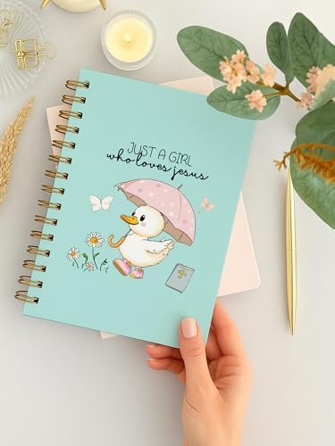 Cute Christian Spiral Notebooks - Just a Girl Who Loves Jesus Spiral Journaling Notebook for Daily Writing Bible Study, Kawaii Duck Religious Christian Journals Gifts for Daughter395 - Image 3