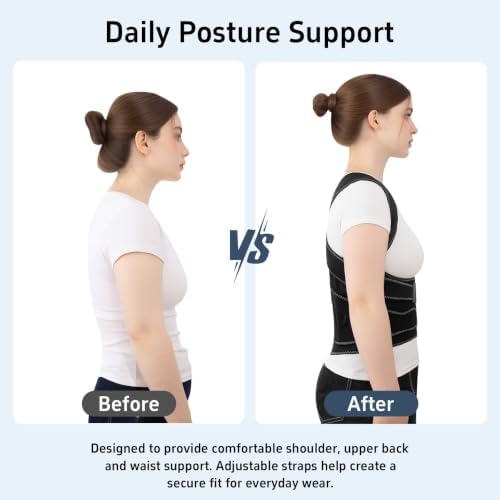 Back Brace Posture Corrector for Women and Men Upgraded Dynamic Traction Correction System Adjustable Shoulder Support Straightener Helps Reduce Upper Lower Back Pain Suitable for Hump Scoliosis Black X-Large - Image 4