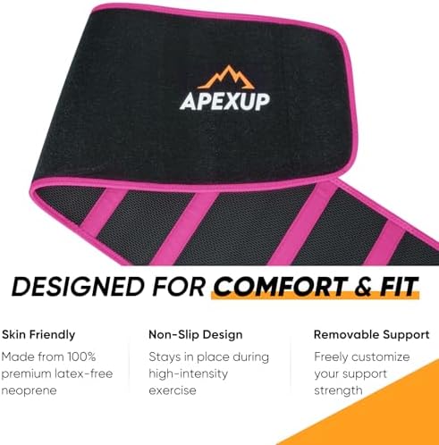 APEXUP Waist Trainer for Women Lower Belly Fat, Men Sweat Band, Stomach Wrap, Waist Trimmer with Removable Lumbar Support - Image 6
