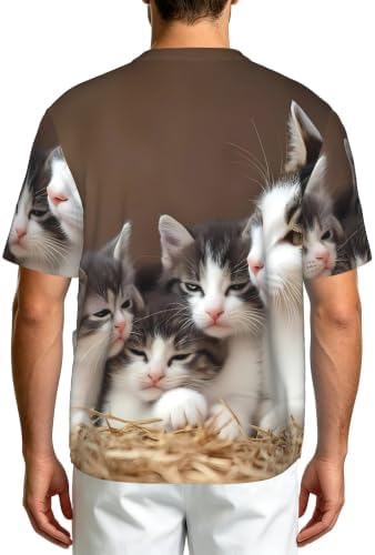 Men's Scrub Top,V-Neck Spill Wrinkle Resistant,3 Pockets-Cat Family - Image 2