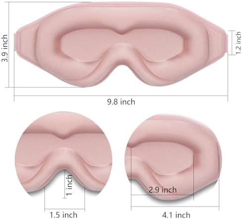 Sleep Mask 3D Eye Mask for Sleeping 100% Light Blocking Eye Covers with Adjustable Strap Night Blindfold for Women Memory Foam Pink (Pack of 3) - Image 7