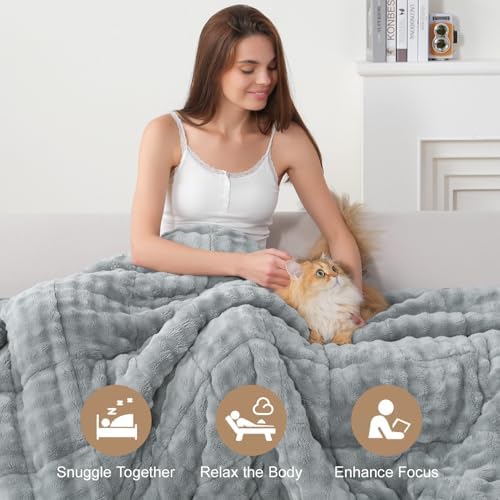Cottonblue Fleece Weighted Blanket 20lbs for Adults Queen Size 60"x80" Soft - Image 2