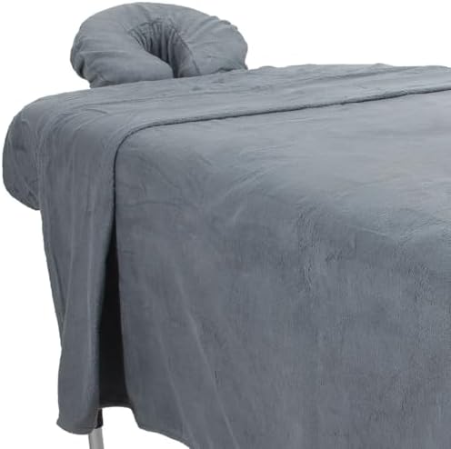 ForPro Luxury TerrySoft 3-Piece Massage Sheet Set, Cool Grey, Ultra-Soft, Stain and Wrinkle-Resistant, Includes Flat and Fitted Sheets and Face Rest Cover by ForProProfessionalCollection