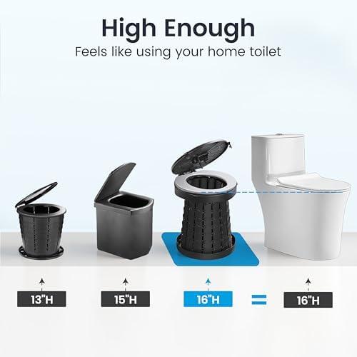 TRIPTIPS Upgrade Retractable Portable Toilet Travel Toilet Adjustable Height Camping Toilet Portable Potty for Adults Kids, Foldable Portable Toilet for Camping/Car - Image 2