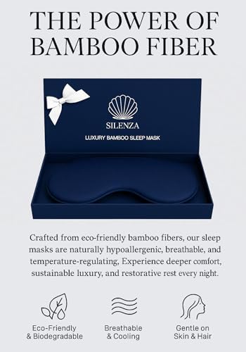 Luxury Bamboo Sleep Mask – Ultra-Soft Cooling Eye Mask for 100% Light Blocking, Adjustable Comfort Strap, Perfect for Travel & Better Sleep (Navy) - Image 5
