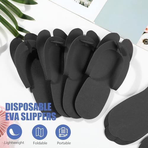 JaGely Disposable Pedicure Slippers Bulk Black EVA Flip Flops - Image 4