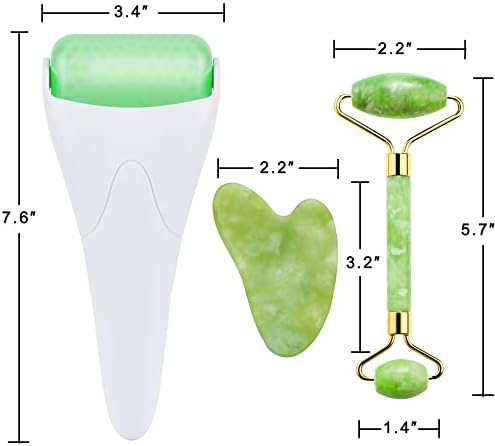 AECW 3-in-1 Natural Jade Roller and Gua Sha Set for Face and Eye Ice Roller Facial Cooling Massage Roller (White Ice Roller + Jade Roller + Gua Sha) - Image 7