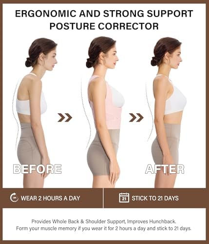 URSEXYLY Back Brace Posture Corrector for Women and Men, Breathable Shoulder Brace, Upper and Lower Back Pain Relief, Adjustable Full Back Support(Medium,Pink) - Image 3