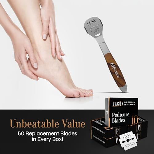 Facón Professional Callus Shaver Remover with 50 Blades, Pedicure Razor for Feet & Hands, Foot Razor for Callus Removal, Callus Blade Remover, Corn Shaver, Surgical Grade Premium Stainless Steel Tool - Image 5