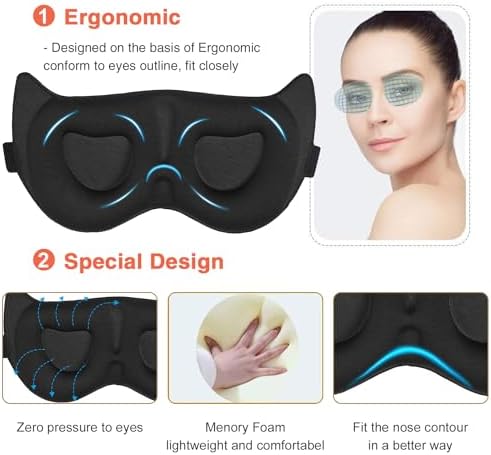 Cute Sleep Eye Mask for Kids, 3D Contoured Cup Sleeping Mask & Blindfold, Concave Molded Night Sleep Mask, Block Out Light, Soft Comfort Eye Shade Cover for Travel Yoga Nap,KD - Image 3