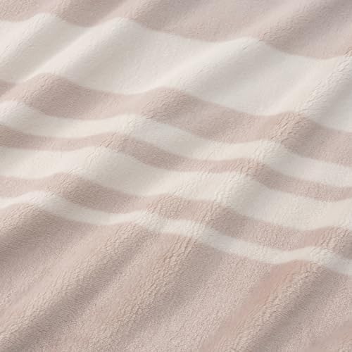 Berkshire Blanket-Classic Heavyweight Soft Printed VelvetLoft® Plush Warm Blanket, Twin Size Soft Fuzzy Blanket for Couch Sofa Bed, Stripe Cream, 60in x 90in - Image 7