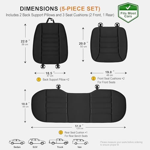 kingphenix 5-Piece Car Seat Cushion Set with Back Support - Image 5