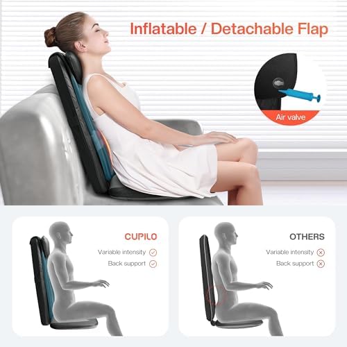 CuPiLo Back Massager for Chair - Full Back Massager with Heat for Back Pain Relief Deep Tissue, Chair Massager Pad, Back Support Inflatable Flap Massage Chair Cushion, Gifts for Men Dad - Image 3