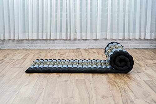 Leewadee - Foldable Floor Mattress - Japanese Roll Up Futon -Trifold Tatami Mat- Guest Floor Bed - Camping Mattress - Thai Massage Mat, Kapok Filled, 75 x 20 inches, Blue - Image 6