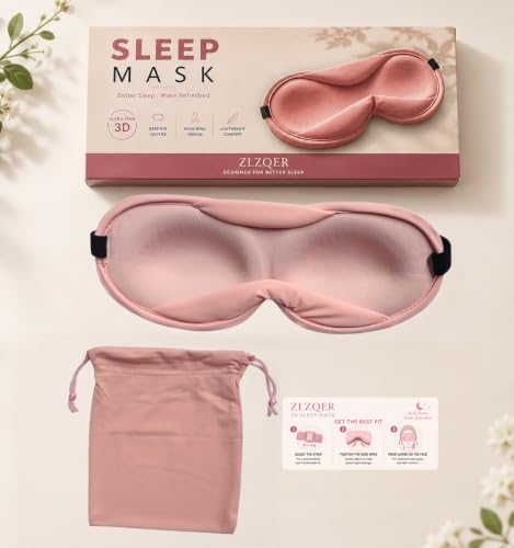 Ultra-Thin 3D Sleep Mask for Women, Contoured Eye Mask for Side Sleepers, Deep Eye Cups for Lash Extensions, Soft Breathable Lightweight Sleep Mask for Travel, Yoga & Meditation (Pink) - Image 7