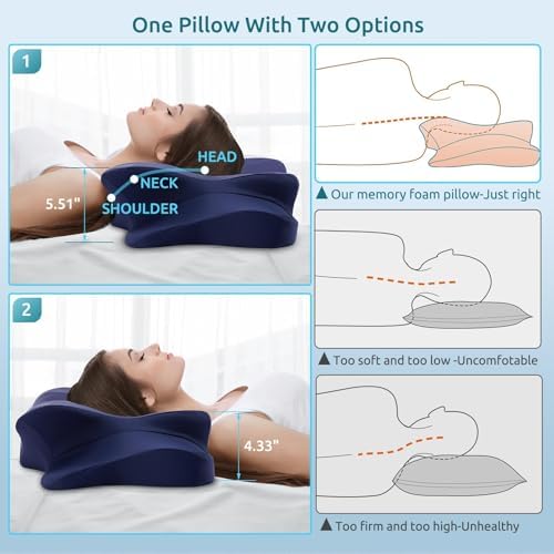 DONAMA Cervical Pillow for Neck and Shoulder Pain Relief, Cooling Contour Memory Foam Pillow, Dual-Height Ergonomic Neck Support Pillow for Side Back Stomach Sleepers with Removable Pillowcase - Image 3