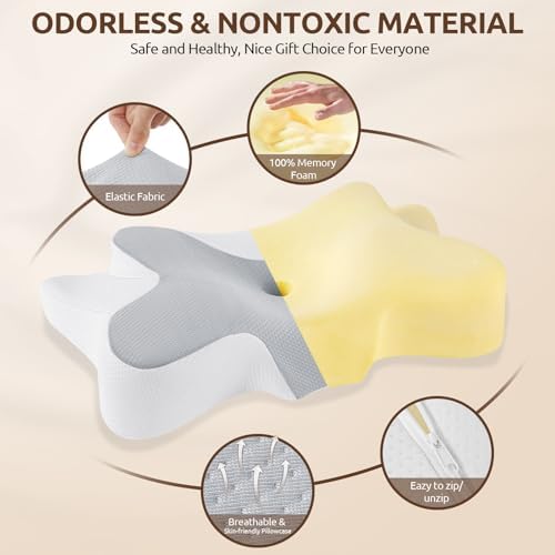 DONAMA Cervical Neck Pillow for Pain Relief,Odorless Contour Memory Foam Pillows with Cooling Pillowcase Cozy Sleeping, Orthopedic Ergonomic Bed Pillows for Side Back Stomach Sleepers - Image 3