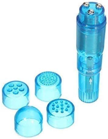 Mini Handheld Massager Pen with 4 Heads for Face, Neck, Head,Back Blue Pink - Image 2