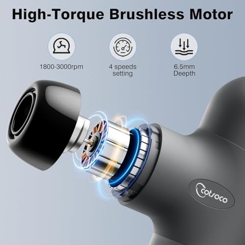 cotsoco Mini Massage Gun, Deep Tissue Percussion Muscle Massager, Compact Portable Handheld Massager with 6 Heads & 4 Speeds, Quiet for Home, Gym, Office, Travel, Gift for Men and Women - Image 2