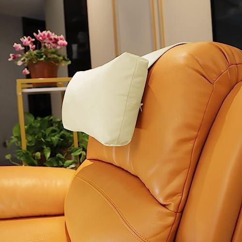Non-Slip Head Pillow for Recliners - Neck Support Cushion with Velvet Cover for Pain Relief at Home, Office and Travel (Ivory) by AmazeCov