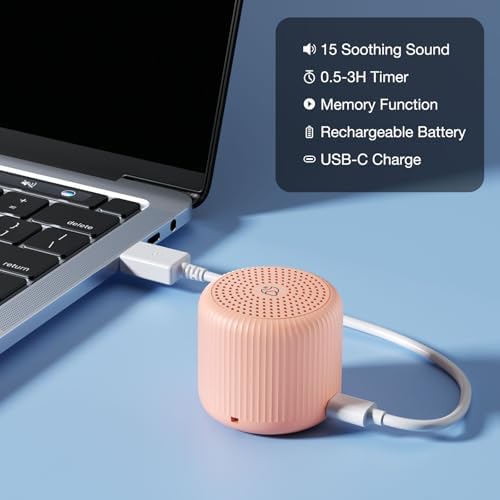 White Noise Machine Baby Portable Sound Machine,LEICEX Travel Sound Machine,15 Non-Looping Sound Timer and Memory Play, Mini White Noise Machine for Sleeping Office Travel （Peach） - Image 7