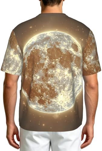 Men's Scrub Top,V-Neck Spill Wrinkle Resistant,3 Pockets-Moon Phase Pattern (2) - Image 2
