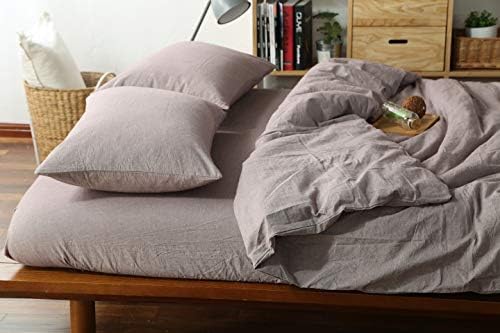 F.Y.Dreams 100% Washed Cotton Duvet Cover for Weighted Blanket 48x72 inches with 16 Ties, Zipper on Long Side/Purple Bean Paste/Just Duvet Cover - Image 5
