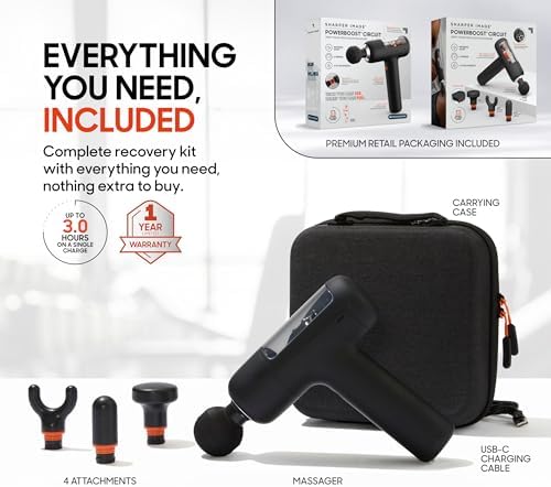 Sharper Image Powerboost Circuit Premium Deep Tissue Percussion Massage Gun - Image 4