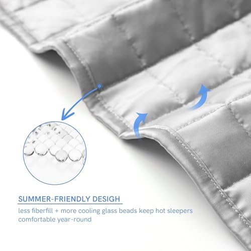 YnM Weighted Blanket, Cooling Bamboo Viscose, Smallest Compartments with Glass Beads, Bed Blanket for Two Persons of 70~140lbs, Ideal for Queen or King Bed (88x104 Inches, 15 Pounds, Light Grey) - Image 5