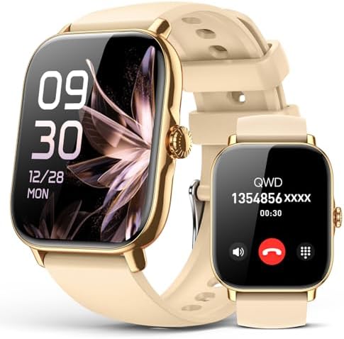 Smart Watch for Women Men- Answer/Make Call, IP68 Waterproof Fitness Step Tracker Watch with Sleep Monitor/Activity Counter/110+ Sport Mode, Smartwatch for Andriod iPhone Compatible, Gold by PayBay