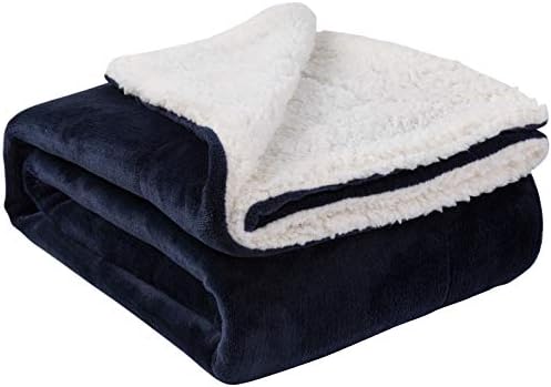 NANPIPER Sherpa Blankets Navy Blue by NANPIPER