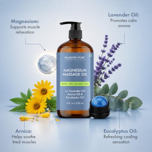 Majestic Pure Magnesium Massage Oil with Lavender Arnica & Eucalyptus- 8 Oz - Image 4