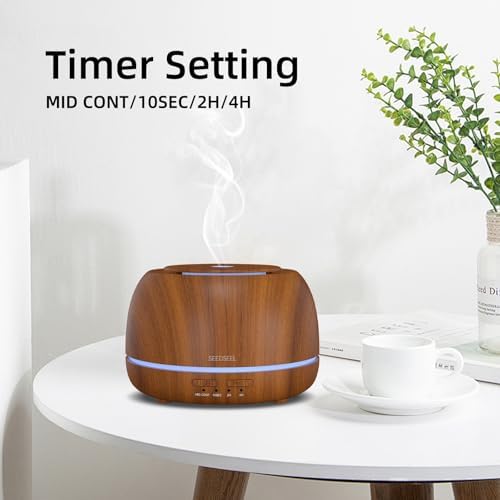 SEEDSEEL 300ML Essential Oil Diffuser with Remote Control,7 LED Colour Lights,4 Timer, Quiet,Ultrasonic Aromatherapy Diffuser for Bedroom, Living Room, Desk,Office - Image 6