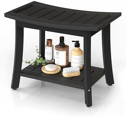 Waterproof HIPS Shower Bench for Inside Shower, Shower Stool, Black by BEKVEMLIVING