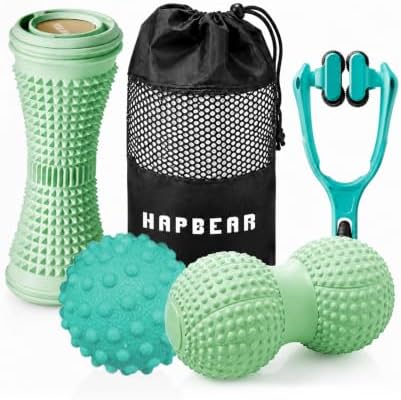HAPBEAR Massage Ball Set 4 PC, Plantar Fasciitis Relief, with Storage Bag by HAPBEARFitness