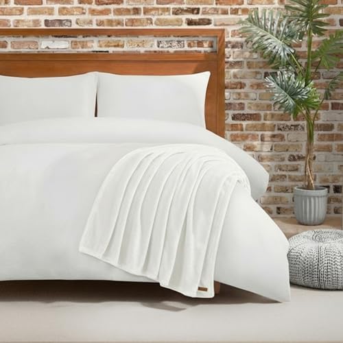Lucky Brand Solid Plush Throw Blanket, Snowy White, 50"x70" - Image 3