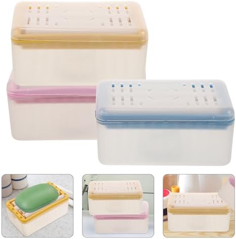 Lurrose 3pcs Multifunctional Laundry Soap Foaming Boxes with Rollers Sturdy Soap Dish for Bathroom Countertop for Home Use - Image 3