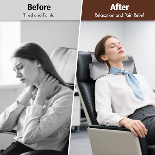 WdFour Velvet Neck & Head Pillow for Recliner Chair, Small Ergonomic Cervical Support Pillow for Home, Office and Travel, Non-Slip Cushion for Tension Relief & Shoulder Comfort (Light Gray) - Image 4