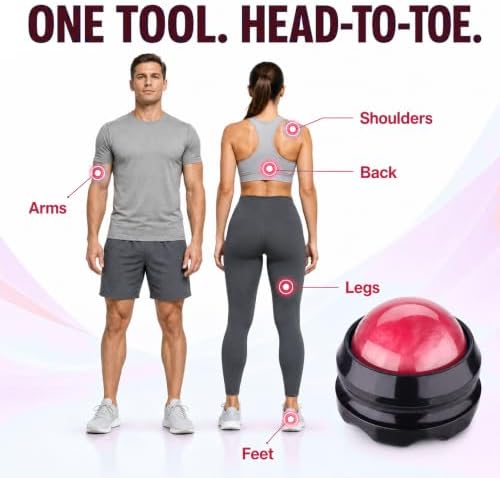 Manual Massage Ball Roller for Neck, Shoulder & Foot Pain - Pink Handheld Self Massage Tool for Essential Oils & Lotion - Image 4