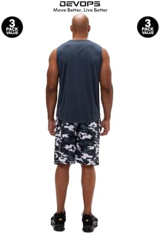 DEVOPS 3 Pack Sleeveless Men's Muscle Shirts Dry Fit Tank Top Gym - Image 4