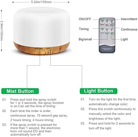 300ML Essential Oil Diffuser, Remote Control Ultrasonic Aromatherapy Oil Diffusers Cool Mist Humidifier, Waterless Auto-Off and 7 LED Light Colors for Bedroom, Yoga, SPA, Baby - Image 5